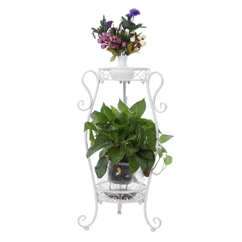 

2 Tiers Iron Multi-layer Flower Shelf Pot Rack for Indoor Outdoor Balcony Living Room Plant Display Stand Floor Pot Rack