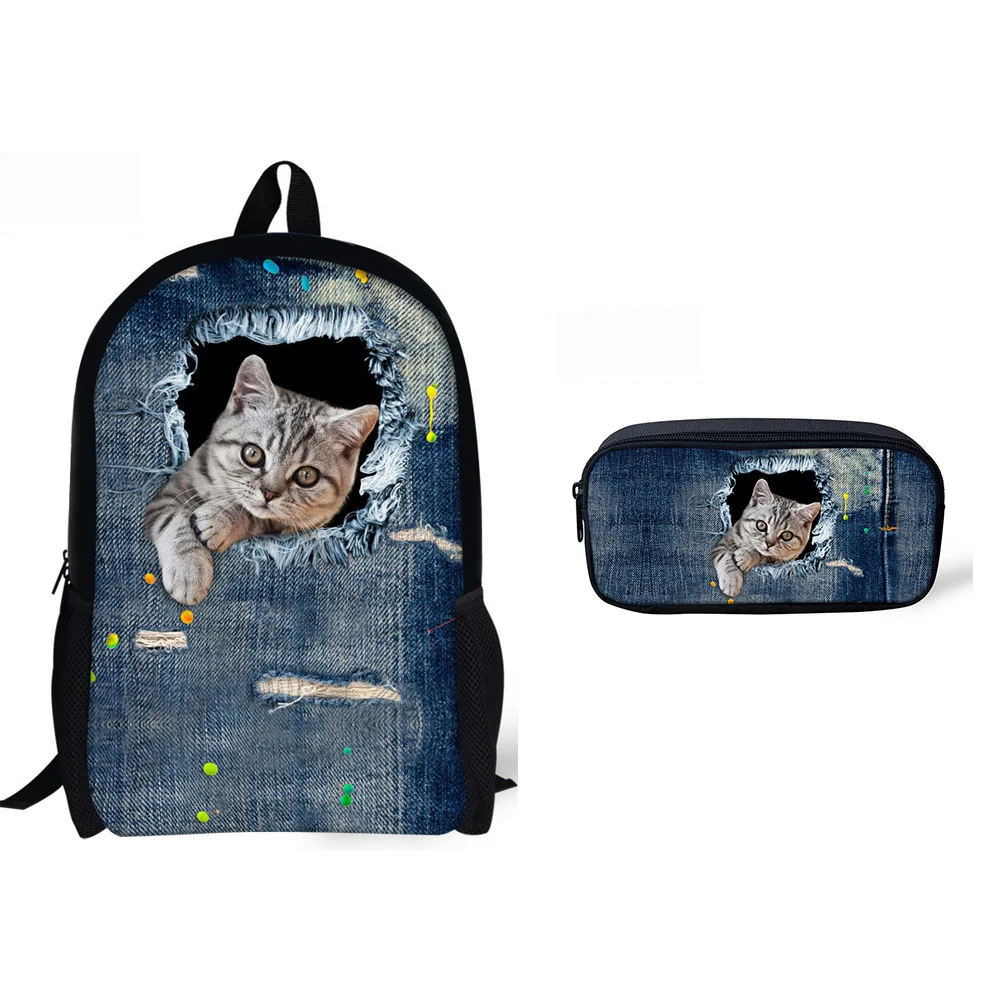 

2018 Cowboy Animal CHILDREN'S School Bags Cowboy Hamster Backpack Children Cowboy Blue Cat Young STUDENT'S Backpack