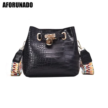 

Luxury Handbag Women Bags Designer Crocodile Pattern Shoulder Bucket Bag Colorful Chain Pu Leather Crossbody Bags For Women 2020