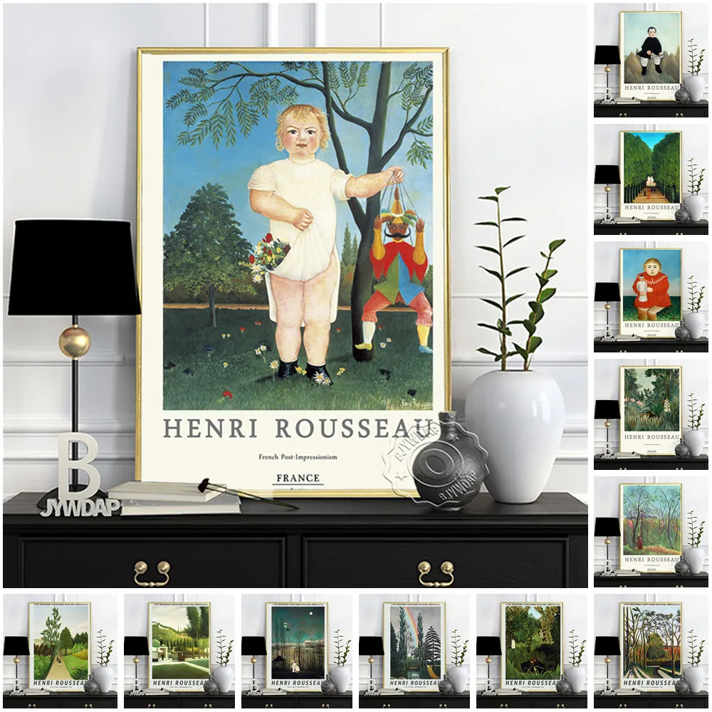 

Henri Rousseau Museum Exhibition Poster, Boy On The Rocks Wall Painting, The Equatorial Jungle Wall Art, Rousseau Retro Prints