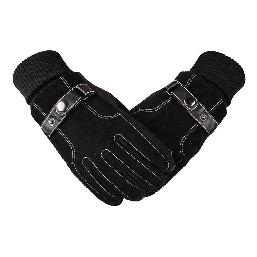 

Windproof Gloves Mittens Adjustable Pigskin Skiing Running Cycling Outdoor