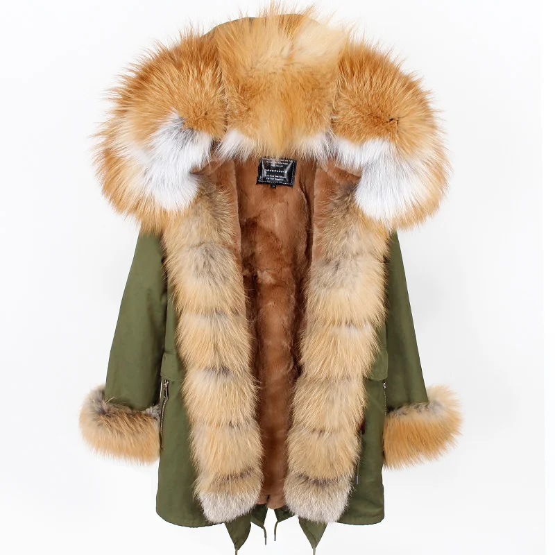 photo color Luxury big fox fur collar hooded Warm winter jacket for 40 degree winter coat women parka Real Fox Fur Collar Cuff Hooded Coat - Цвет: photo color