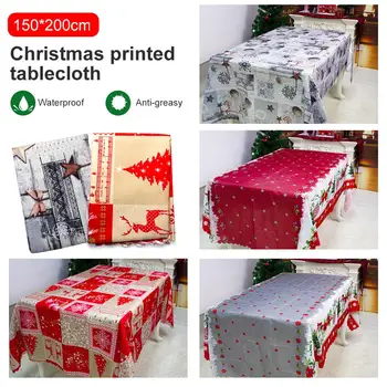 

Linen Christmas tablecloth Elk Snowman Table Merry Christmas Decor For Home 2020 Xmas Ornaments New Year's Decor 2021 Navidad