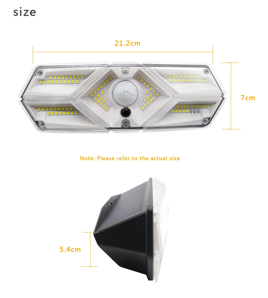 Solar Lamp 100 104 118 LED Solar Light Outdoor Powered Sunlight Waterproof PIR Motion Sensor Street Light for Garden Decoration (2)