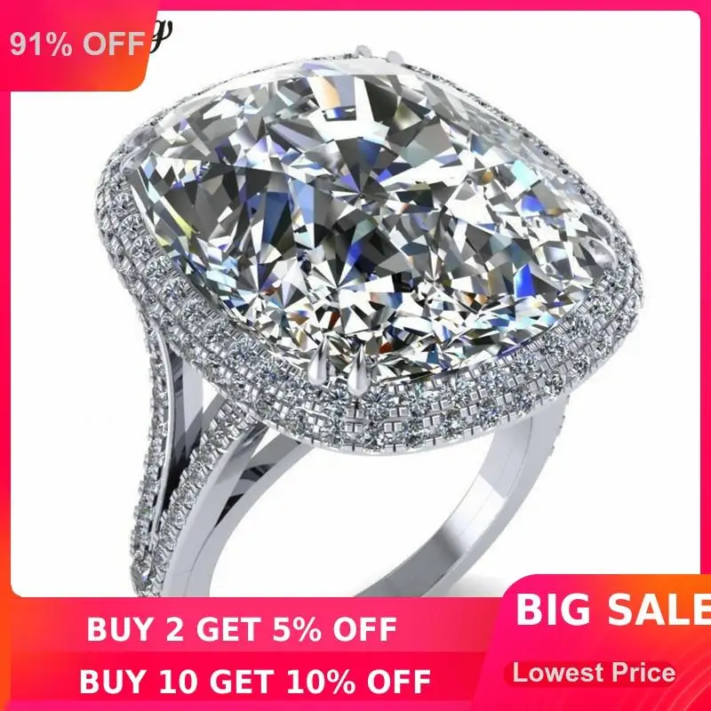 Choucong роскошное большое кольцо с подушкой 8ct 5A Циркон Cz 925 пробы серебро обручальное кольцо кольца для мужчин и женщин ювелирные изделия