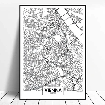 

Austria Vienna City Map Line Art Painting Decoration Picture Modern Nordic Home Canvas Illustration Decoration