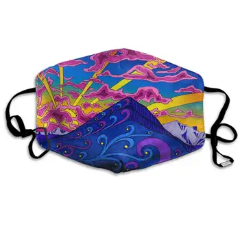 

Comfortable Two Layer Dust Mask, Soft Psychedelic Trippy Mountain Pattern Face Mask Cover Mouth for Adults and Teens