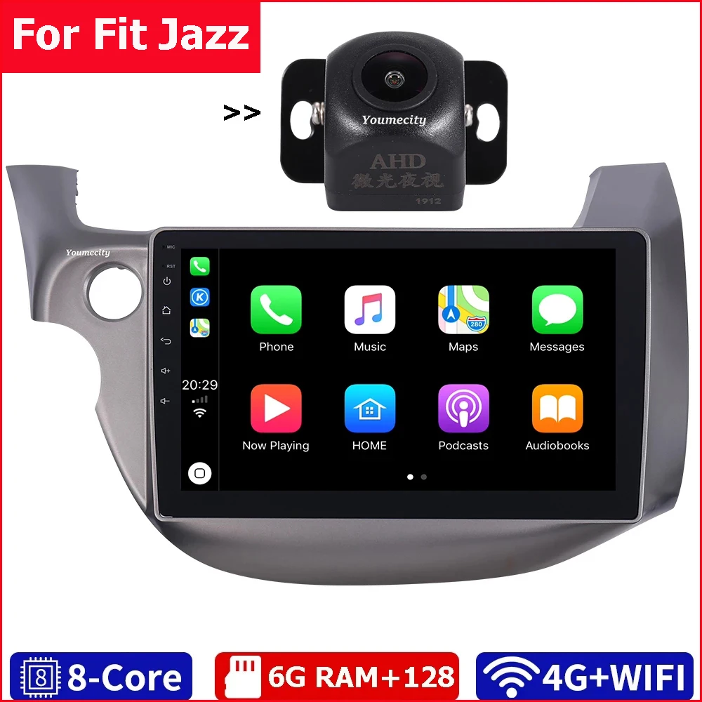 6G Ram+128G Rom/Wifi+4G/2Din Car Radio Stereo Audio Tablet Android 10 Gps BT Video Player USB For HONDA FIT JAZZ 2007-2012