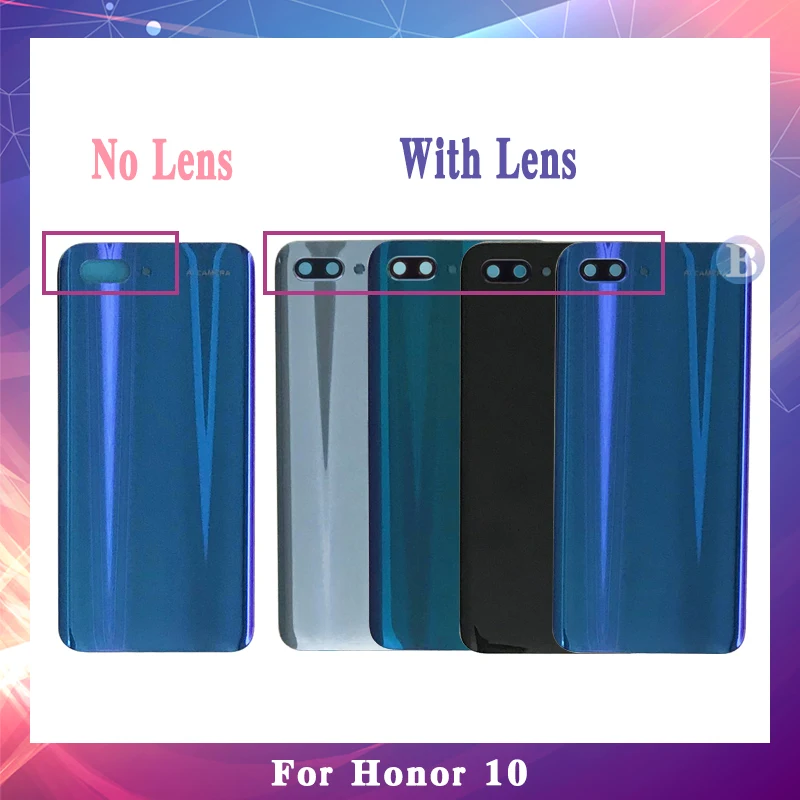 

For Huawei honor 10 Housing Battery Cover Back Door Rear Cover Glass with Adhesive honor10 With Camera lens or No Camera lens