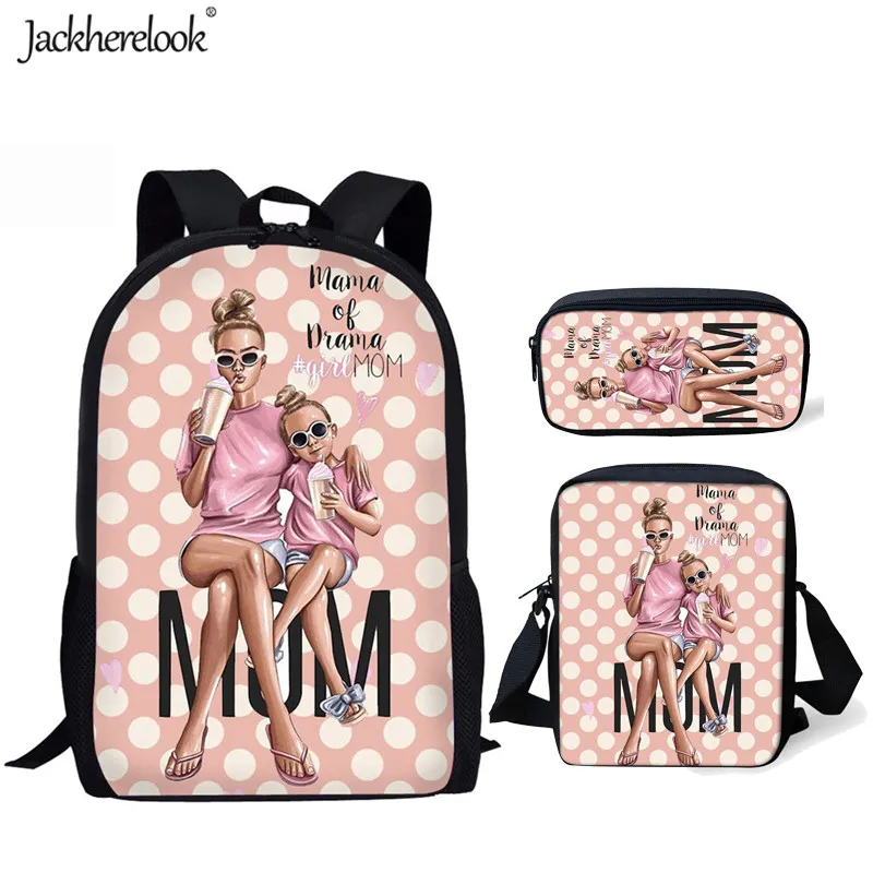 HMA175CEK Jackherelook 3 компл./шт. Школьные сумки супер мама печати ранец для детского сада Bookbag дети рюкзак для подростков мальчиков девочек - Цвет: HMA175CEK