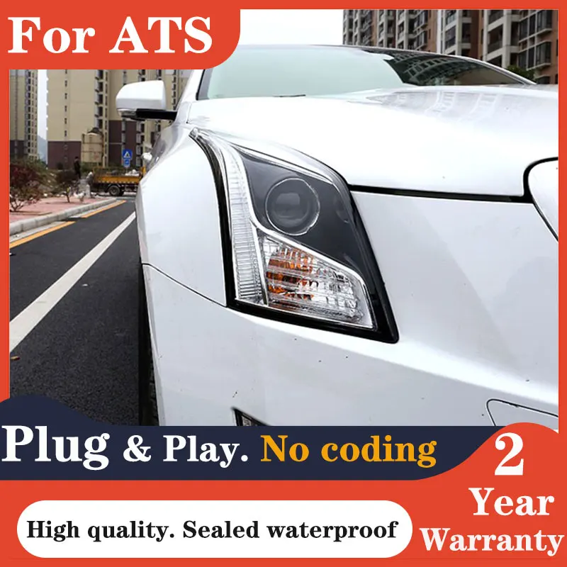

Автостайлинг для Cadillac ATS фары 2014-2021 ATS светодиодный ные фары DRL Биксеноновые линзы дальний и ближний свет парковочные Противотуманные фары аксессуары