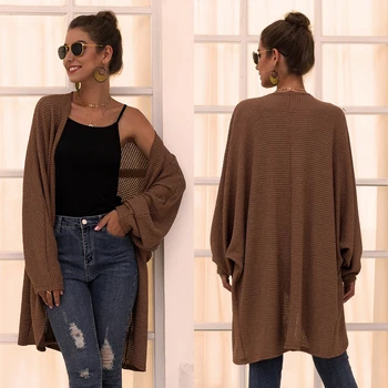 

Women Sweater New Cotton Solid Knitted Casual Cardigans Long Sleeve Open Stitch Loose Knitwear Coat Outerwear Plus Size Top