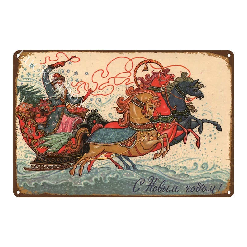 Merry Christmas Санта Клаус металлическая табличка Настенный/дверной Декор винтажные металлические жестяные вывески домашний декор хороший подарок Ретро Живопись плащи - Цвет: UV1897