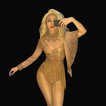 

Sexy gold dress imitates diamond sexy woman dress birthday dress female singer dress dance floor dance step tender tender tender