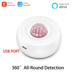 Tuya – détecteur de mouvement PIR USB 360, montage au plafond, capteur WIFI, application Smart Life, sécurité domestique sans fil, compatible Alexa 