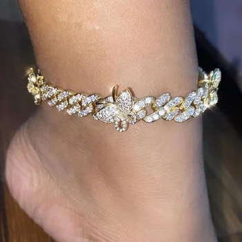 

Butterfly Anklet Cuban Chain Ankle Bracelet For Women Summer Beach Accessories Shining Foot Bracelet Leg Bracelets Jewelry 2020