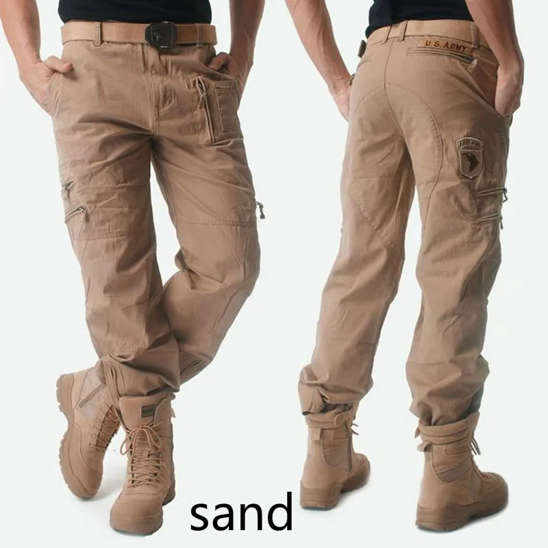 Мужские тактические брюки карго Модные Мульти Карманы Мужские наружные мульти карманные камуфляжные свободные брюки карго военные походные брюки