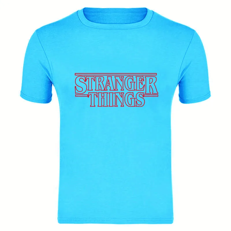 Sky blue STRANGER THINGS Mens T-Shirts Summer cotton Short Sleeve T Shirts New casual Tee Shirts Male T shirt S-XXXL - Цвет: Sky blue