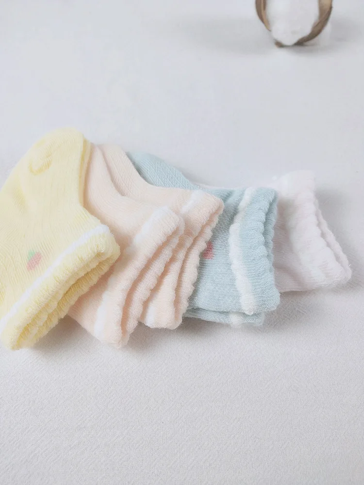 Thin 0-6 Month Men And Women BABY'S Socks Combed Cotton Strawberry Infant Mesh Socks Breathable Haining Children's Socks