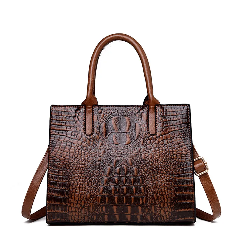 Rodful роскошные сумки из крокодиловой кожи, женские сумки из натуральной кожи, женские дизайнерские сумки через плечо - Цвет: brown