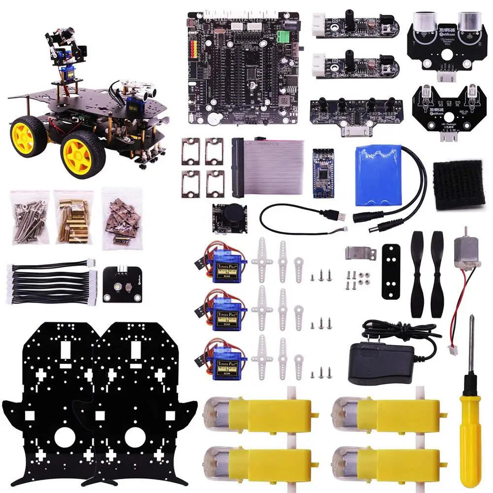 Ultimate Starter Kit for Raspberry Pi 4/1G HD Camera Programmable Smart Robot Car Kit with 4WD Electronics Education DIY Stem