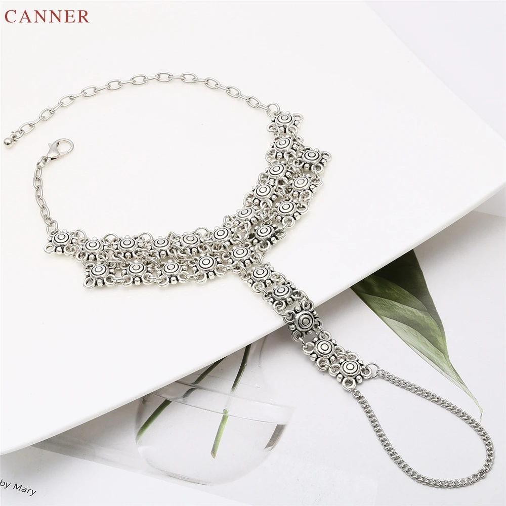 CANNER 1 шт. Vintate ножные браслеты Цветы для женщин Boho серебряный цвет полый браслет на лодыжку ноги богемные пляжные бижутерия для ног C40