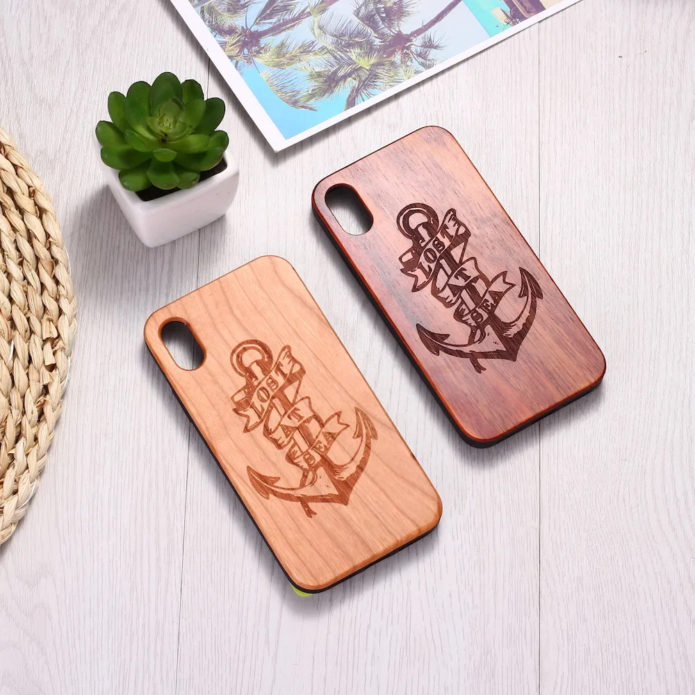 Выгравированный якорь море моряк любовник настоящий Деревянный чехол для телефона Funda Coque для iPhone 6 6S 6Plus 7 7Plus 8 8Plus XR X XS Max 11 Pro Max