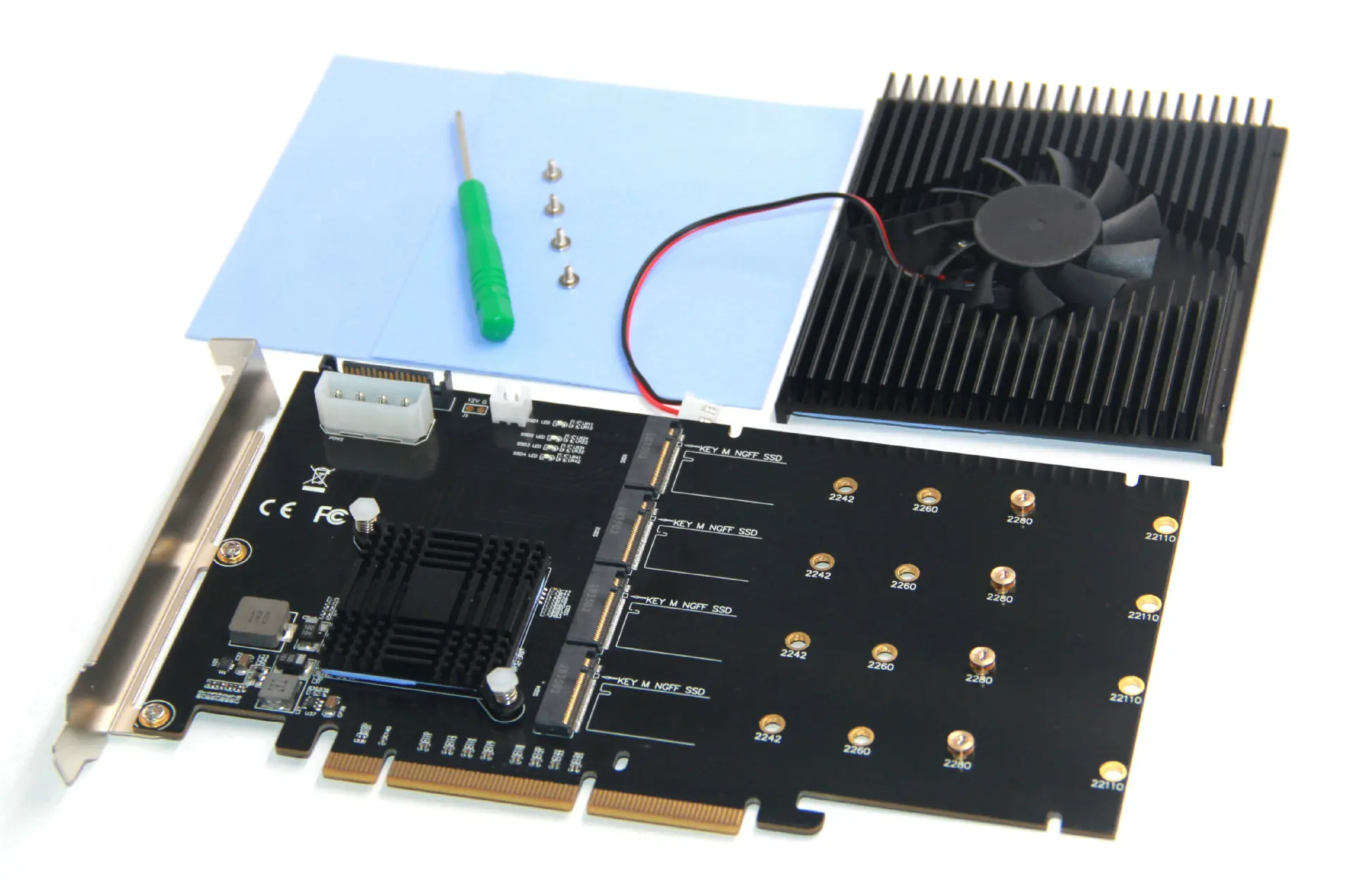 

New Products ASM2824 Main Control PCIEX8/X16 Transfer 4 PCs X4 PCI-E NVMe ssd raid Array Card