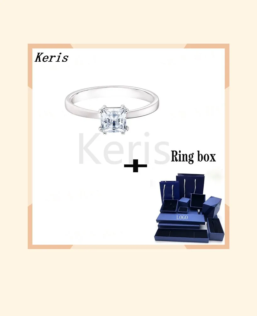 

2019 New Attract Ring Pattern Bright White Gold Charming Square Crystal Ring For Girlfriends Engagement Romantic Gift