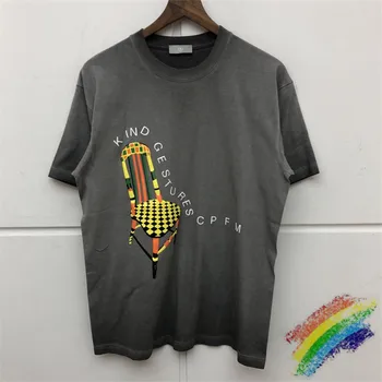 

3D KIND GESTURES CPFM T Shirt Men Women Summer Style Washed Do Old Red Wine CPFM T-shirt Tees