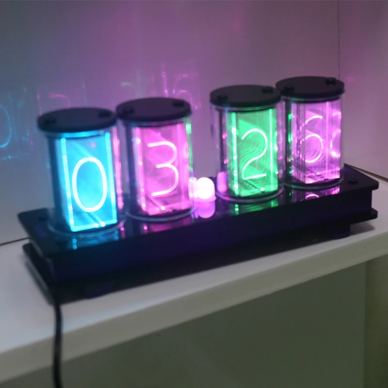 zirrfa 4 Bits RGB Full Color LED Glow Tube Digital Clock Kit Retro Desk Watch 5V Electronic DIY kit|EL Products| - AliExpress