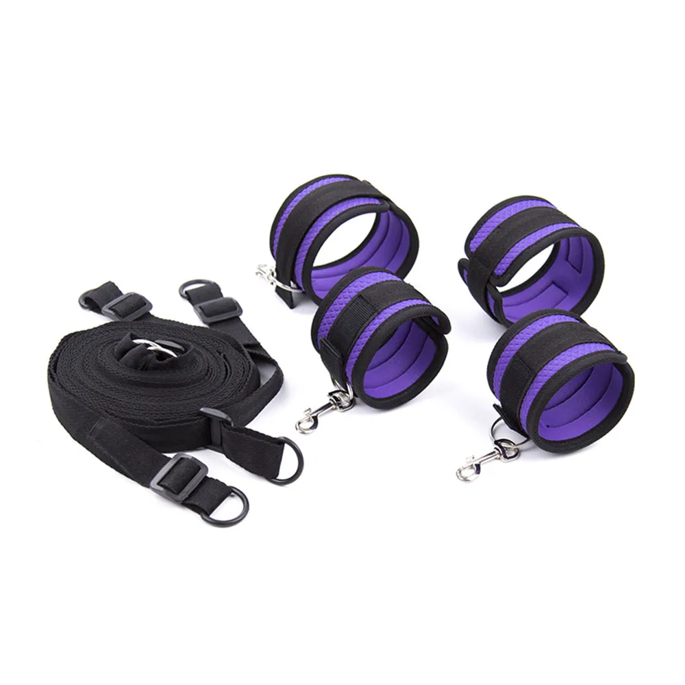  Handcuffs for Sexy Lingerie BDSM Under Bed Handcuffs Restraint Open Leg Ankle Cuffs Bondage Set Sys