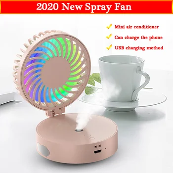 

Mini Fan air conditioner portable fan usb rechargeable Air Cooler Hands-free Neck LEDLighting Function Desktop Fan Student Fan