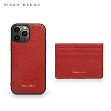 Hiram Beron Personalized Card Holder Leather and Cell Phone Cover for Iphone 13 12 11 Pro Max Gift for Her