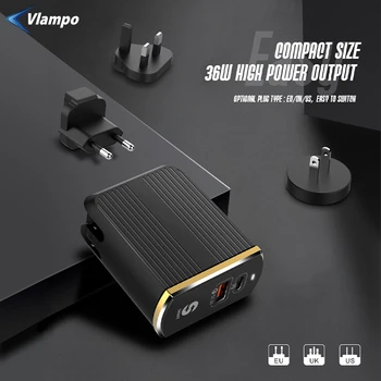 

VLAMPO USB Quick Charge PD 3.0 Fast Charger US UK EU Plug Adapter Travel Supercharger For iPhone 11 X XR XS 8 Xiaomi Samsung