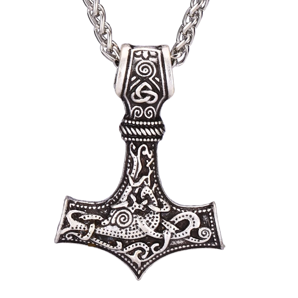 Женское и мужское винтажное ожерелье с подвеской Молот викинга Mjolnir Прямая