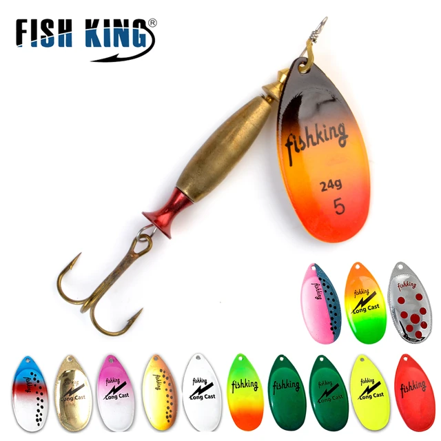 FISH KING 1PC Long cast 4#-18g 5#-24g Spinner Lure Bait Spoon Lures pike  Metal Fishing Lure Bass Hard Bait With Hooks - AliExpress