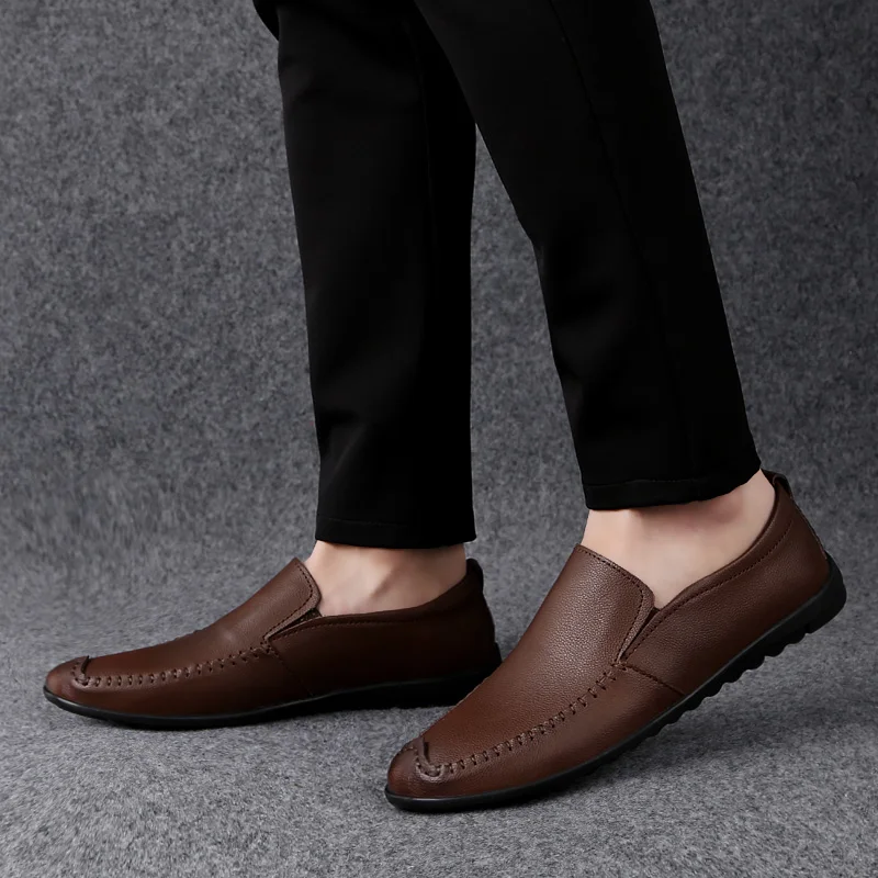 

Men casual Shoes Luxury brand Moccasins Men's Loafers Office Business slip on fashion genuine leather Man Footwear big size 47