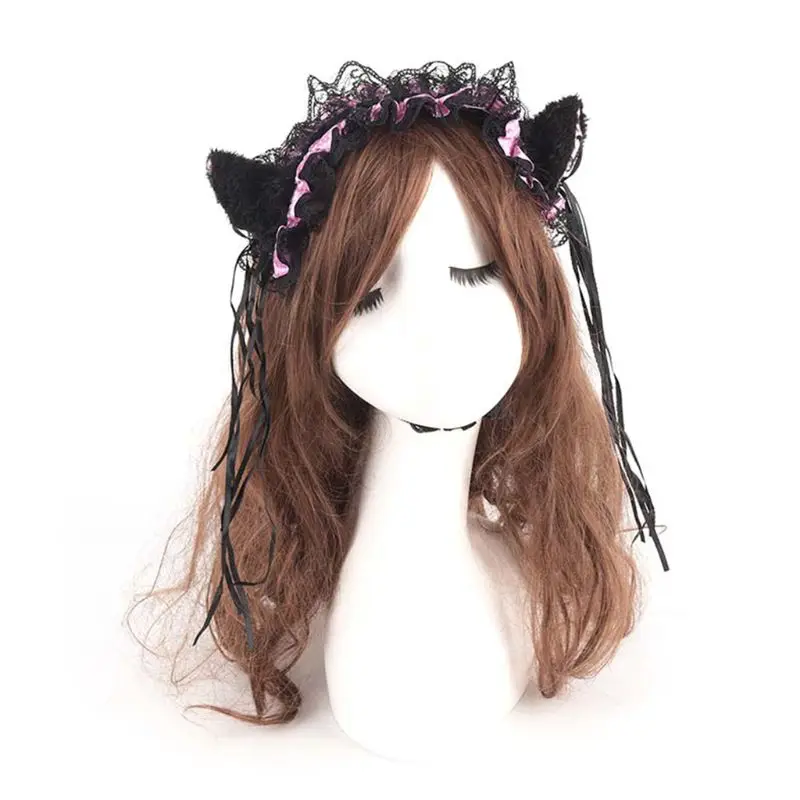 Cosplay&ware Women Ruffles Lace Headband Plush Cat Ears Ribbon Golden Bell Tassels Decor Lolita Cosplay Hair Hoop Lovely Pointed Fluffy -Zentai shop online H1c989726483c480c97e1251a432c4ea7j.jpg
