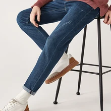 Semir, тонкие джинсовые брюки, мужские, молодежные, зимние, хит, цветные, буквы, индивидуальность, лямки, ноги, брюки, повседневные, эластичные