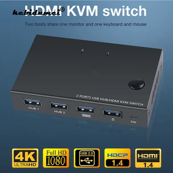 Z wejściem HDMI przełącznik KVM 2 Port 4K USB przełącznik przełącznik KVM przejsciówka pudełko na mysz klawiatura drukarki przełącznik z wejściem HDMI tanie i dobre opinie kebidumei 3840 x 2400 2 porty 2 Ports USB HDMI KVM Switch Box