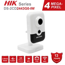 Hikvision WiFi kamera IP POE 4MP H.265 + DS-2CD2443G0-IW IR stała Mini kostka bezprzewodowa kamera IP wbudowany mikrofon i głośnik 2.8mm obiektyw