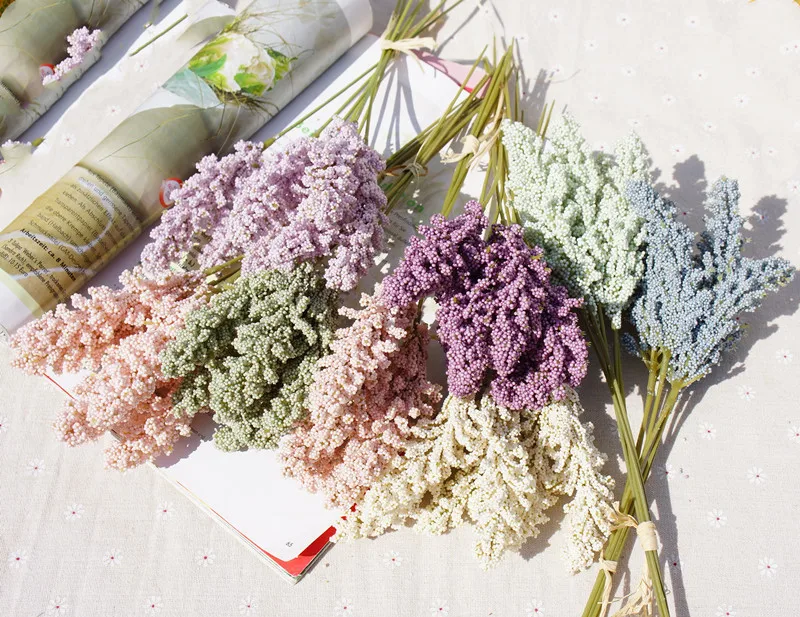 Artificial Flower 6 Pieces PE Lavender Wall Decoration Bouquet Material Manual Diy Vases for Home