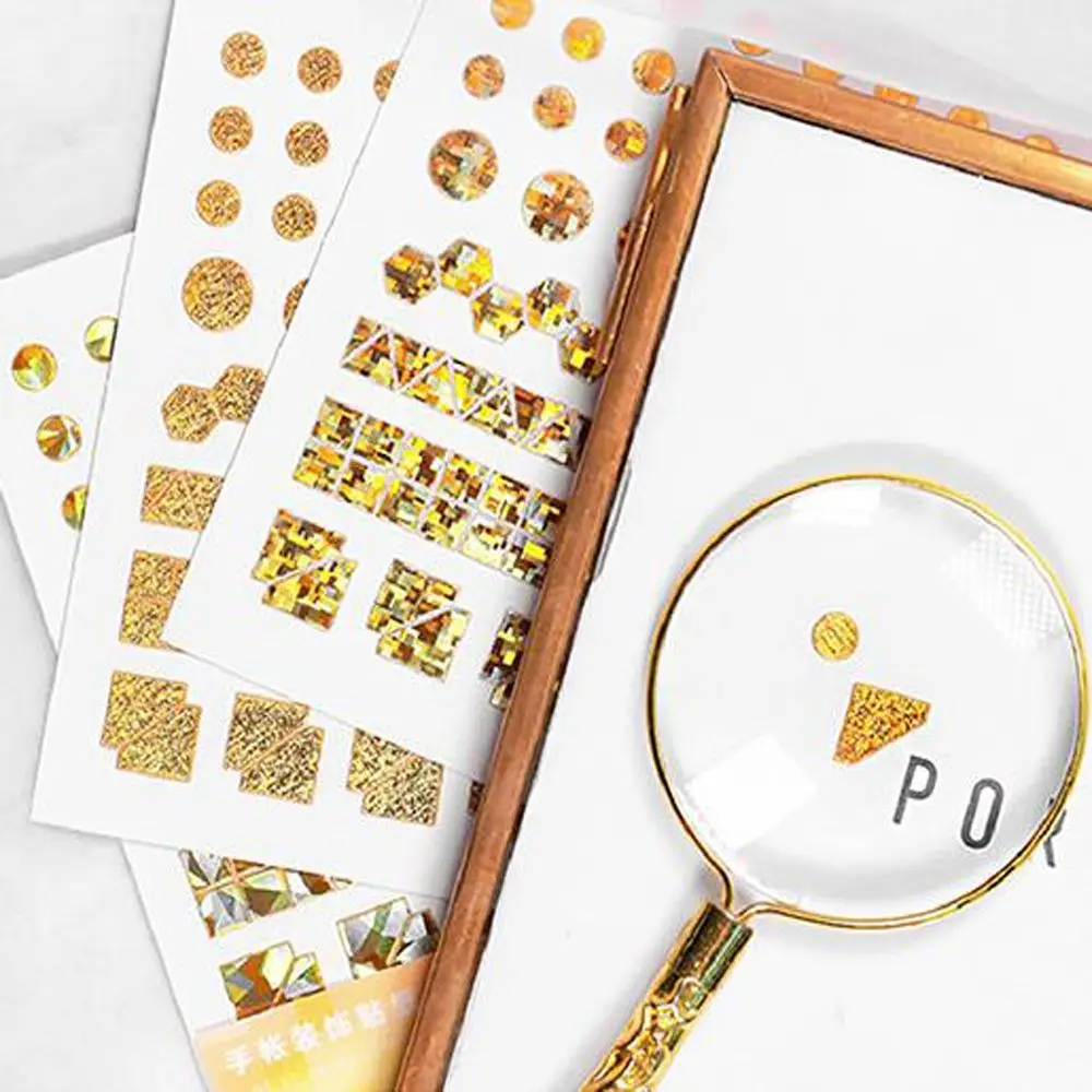 

3sheets/lot Laser Gilding Stickers Cute Stationery DIY Scrapbooking Sticker Journal Photo Pack Sealing Labels Journal Sticker