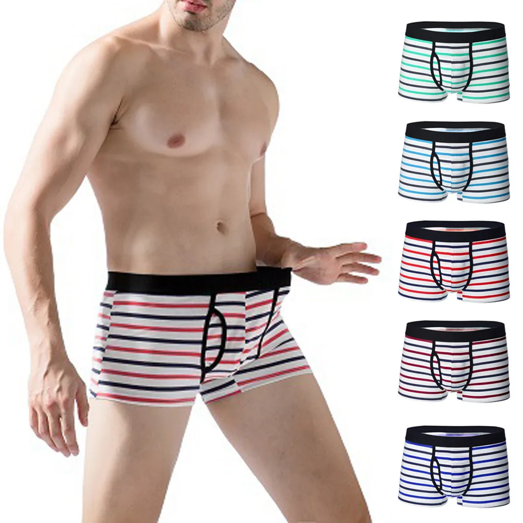 men's underwear cotton comfortable boxer jockstrap Men's New Style Stripe Underwear Soft Breathable Knickers Short Sexy men's underwear cotton comfortable boxer jockstrap Men's New Style Stripe Underwear Soft Breathable Knickers Short Sexy