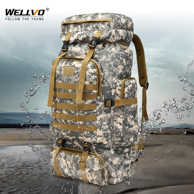 80L Outdoor Military Molle Tactical Backpack Rucksack Camping Bag Travel Hiking 