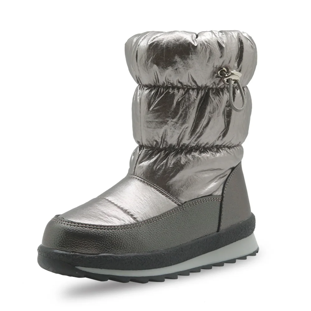 Apakowa/Нескользящие зимние сапоги для маленьких девочек Детские теплые зимние сапоги до середины икры с меховой подкладкой для холодной погоды, уличная прогулочная обувь