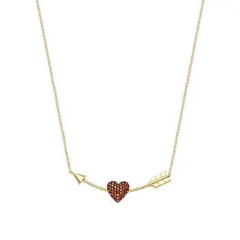 

Real 925 Sterling Silver The Cupid Arrow Of Love Crytal Heart Choker Necklace beauty Women Monaco Designer Luxury Brand Jewelry