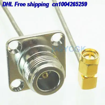 

DHL 50pcs N female flange to SMA male right angle Semi-rigid cable RG405 0.086" 6" cable 22j