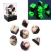 Bescon Two-tone Glowing Polyhedral Dice 7pcs Set Green Dawn, Luminous RPG Dice Set d4 d6 d8 d10 d12 d20 d%, Brick Box Packaging 1